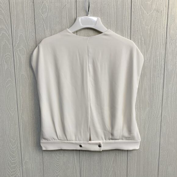 L'Agence Cream Ivory V-Neck Wrap Sleeveless Cap Sleeve Top Medium - Picture 4 of 6